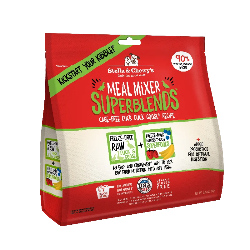 - Natural ingredient dog foodStella & Chewy's Superblends (Duck Duck Goose) Freeze Dried Dog Meal Mixers 473g - Natural ingredient dog foodStella & Chewy's Superblends (Duck Duck Goose) Freeze Dried Dog Meal Mixers 473g