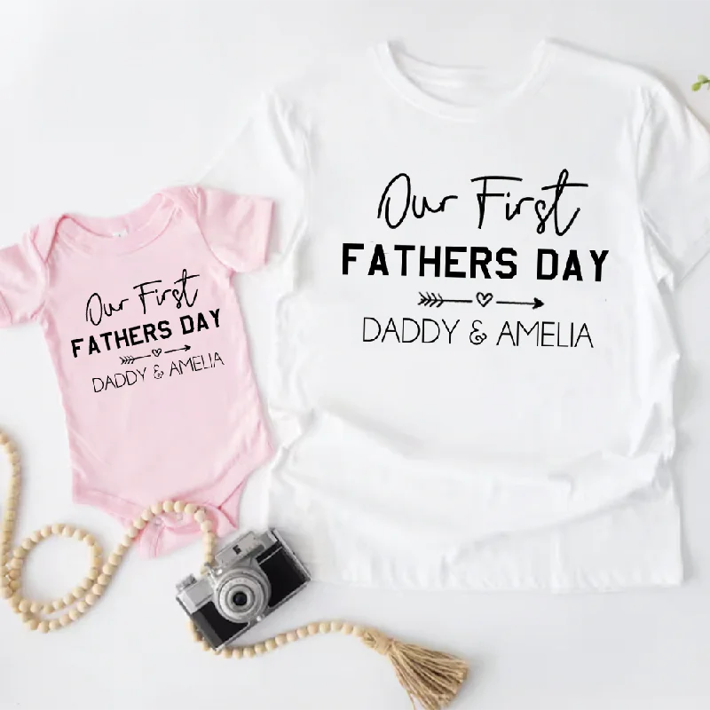 - Pet electric nail grinder silent model Our First Father's Day Matching T-Shirt/Bodysuit - White/ Pink - Pet electric nail grinder silent model Our First Father's Day Matching T-Shirt/Bodysuit - White/ Pink
