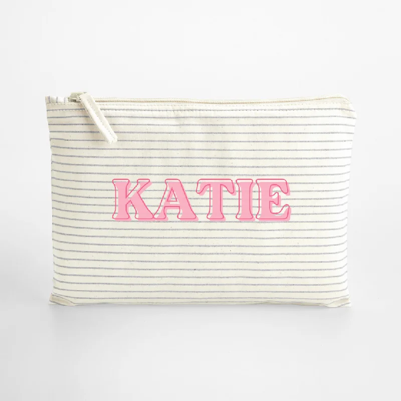 - Deodorizing cat litter tofu litter Personalised Striped Organic Accessory Pouch