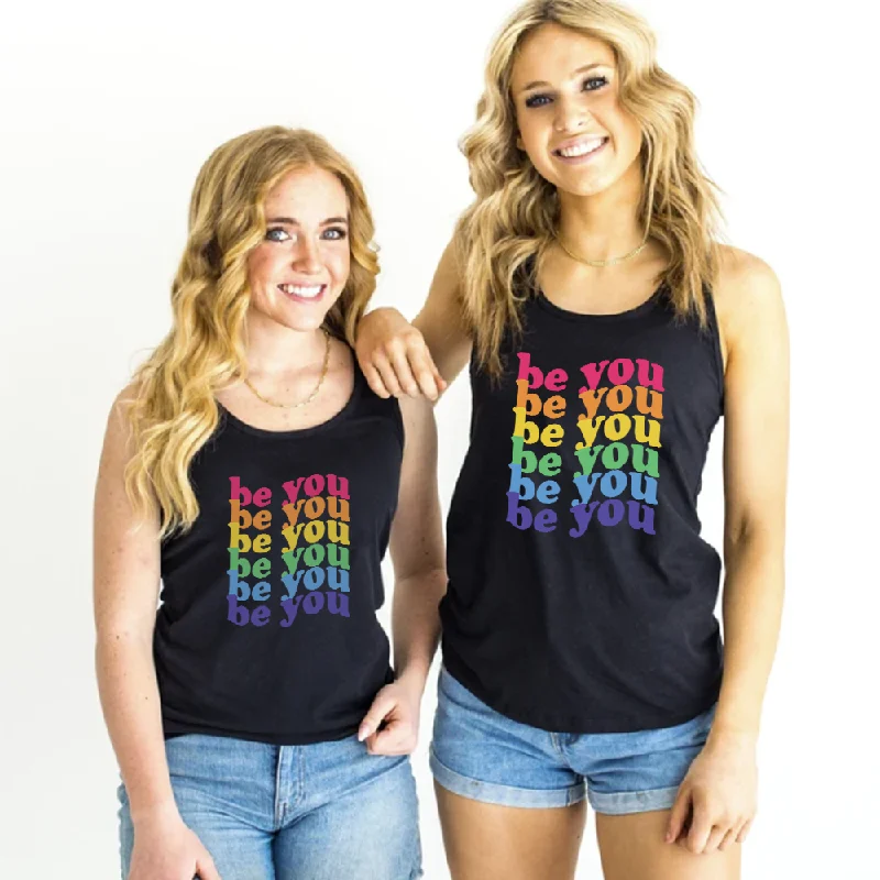  Pride Be You Slogan Racer Tank