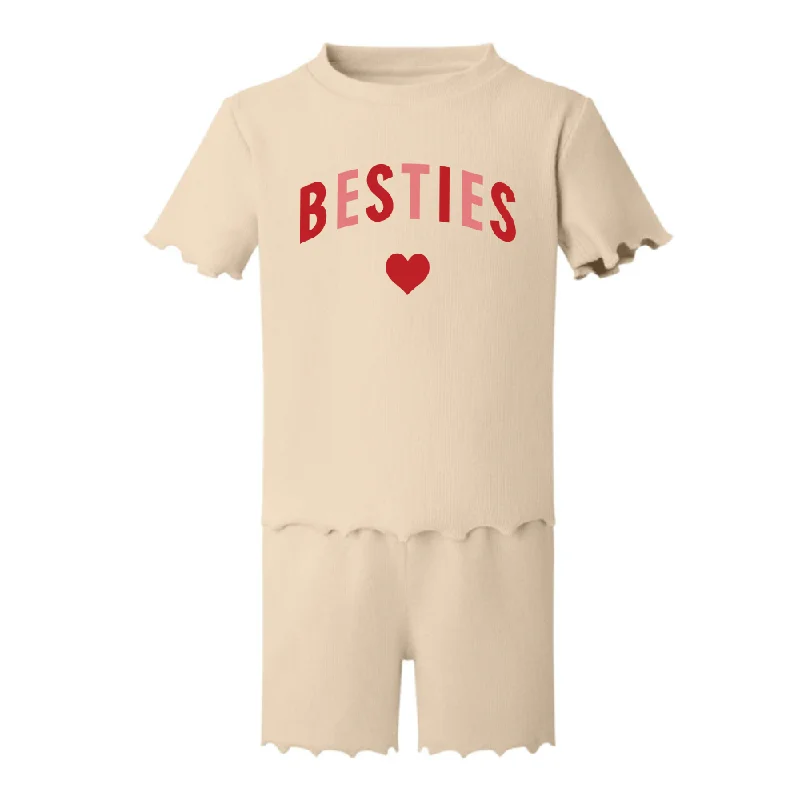 - Remote interactive pet feeder Besties Love Hearts Rib T-shirt & Short Set