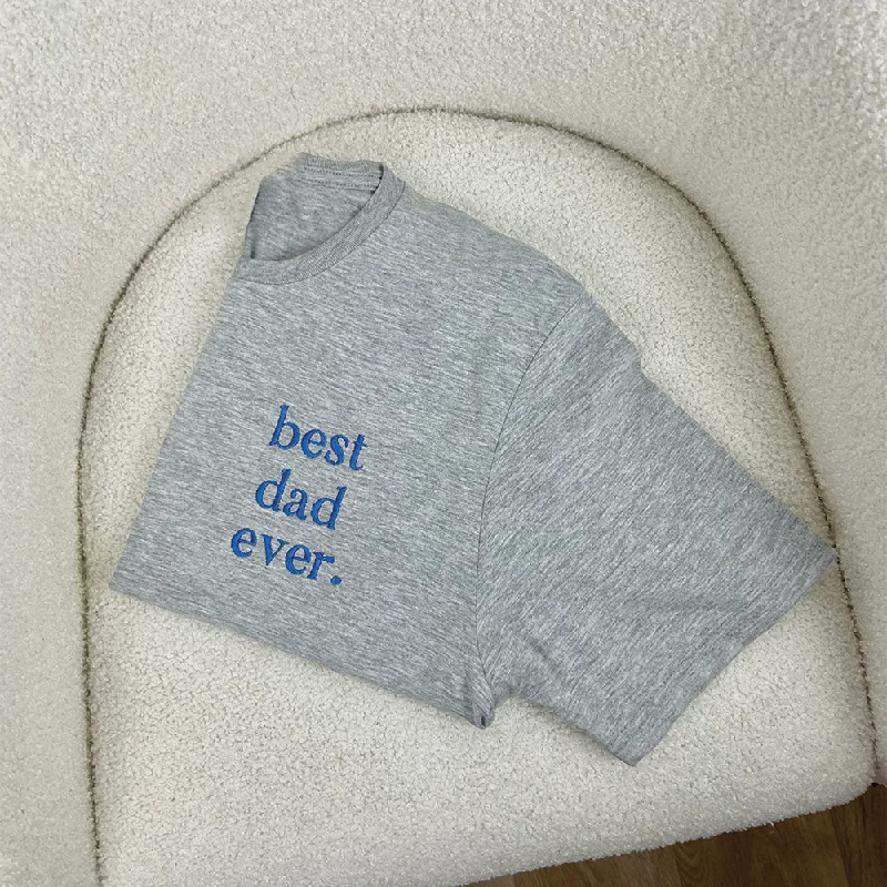 - Foldable and portable cat bag Best Dad Ever Heather Grey/ Blue Embroidered Pocket Logo T-shirt - Foldable and portable cat bag Best Dad Ever Heather Grey/ Blue Embroidered Pocket Logo T-shirt
