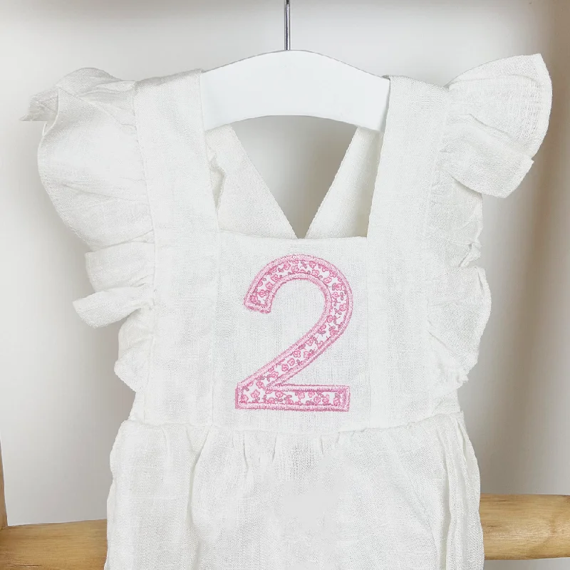 - Dog anti-slip mat Fly Shoulder Embroidered Age Floral Patch Kids White Bodysuit