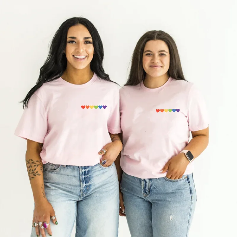 - Automatic induction pet water dispenser Pride Rainbow Love Heart Pocket Logo Matching T-Shirt - Pink - Automatic induction pet water dispenser Pride Rainbow Love Heart Pocket Logo Matching T-Shirt - Pink