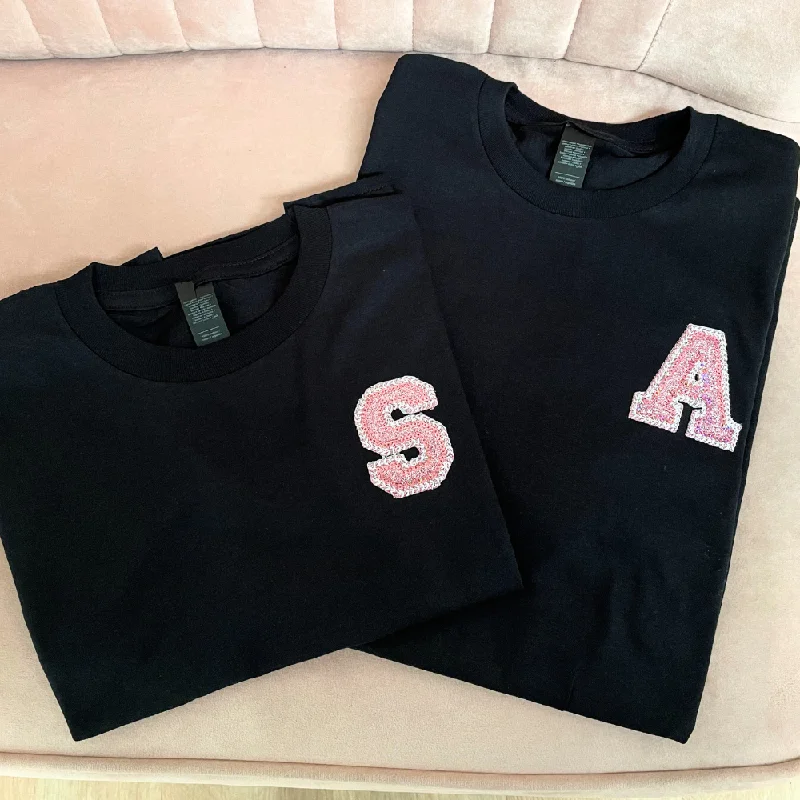 - Dog disposable foam shower gel Patch 22 Personalised Sparkle Initial T-Shirts Black - Dog disposable foam shower gel Patch 22 Personalised Sparkle Initial T-Shirts Black