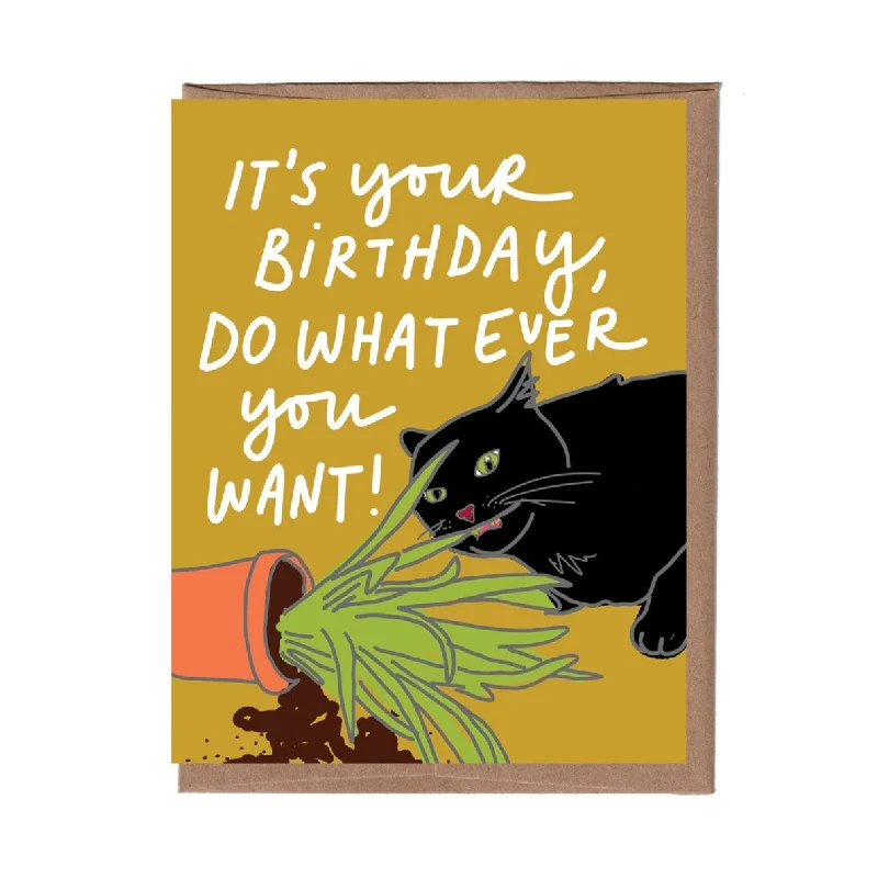  -Anti-scratch sofa protective cover Cat Eating Plants Birthday Card