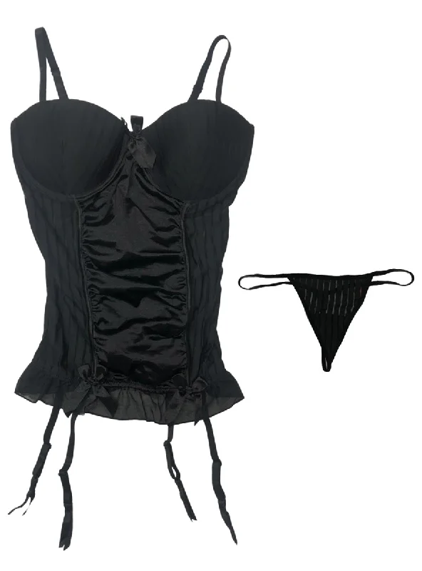 - Deodorizing cat litter tofu litter Sexy Black Shadow Stripe Bustier Set Womens - Size XLarge - Deodorizing cat litter tofu litter Sexy Black Shadow Stripe Bustier Set Womens - Size XLarge