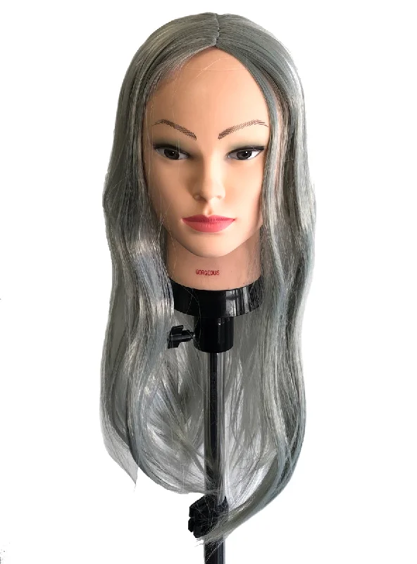 - Dog heart rate monitoring collar Long Straight Grey Women's Costume Accessory Wig