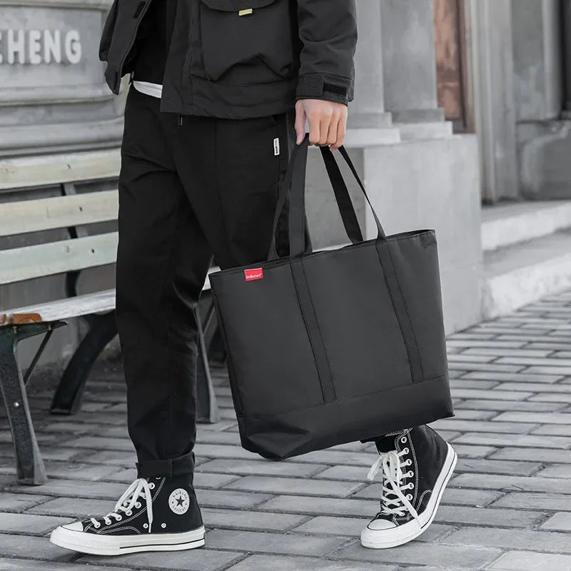 - Air box TSA certified check-in Men's Handbag: 2024 Japanese Tote in Oxford Cloth - A Fashionable Shoulder Bag for Men. Luxury Designer, Large Size, Ideal for Students, in Casual Black. - Air box TSA certified check-in Men's Handbag: 2024 Japanese Tote in Oxford Cloth - A Fashionable Shoulder Bag for Men. Luxury Designer, Large Size, Ideal for Students, in Casual Black.