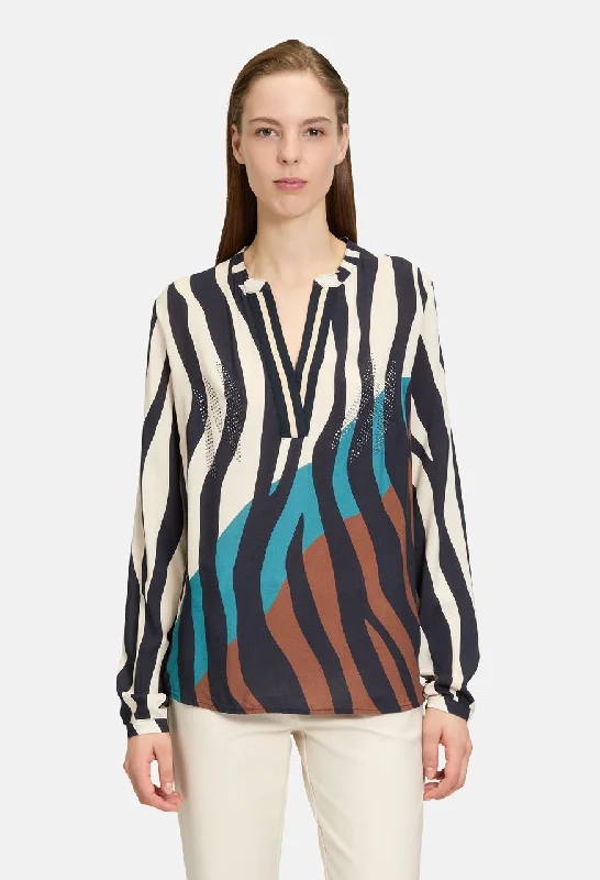  -Anti-scratch sofa protective cover Animal Print V Neckline Blouse