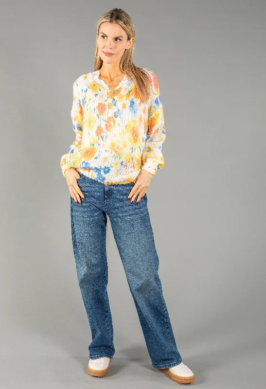  Floral Knit Pullover