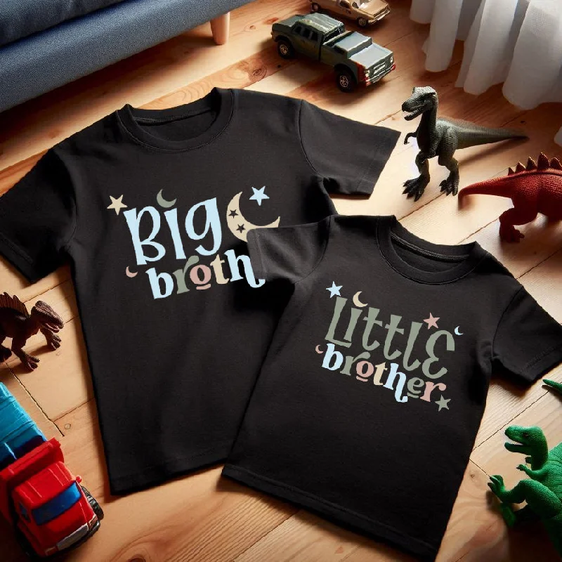 - Winter warm clothes for short-haired dogs Star & Moon Brother Matching Black T-Shirts - Winter warm clothes for short-haired dogs Star & Moon Brother Matching Black T-Shirts