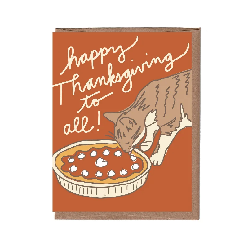 - Cat anti-jump window safety net Scratch & Sniff Cat with Pie Thanksgiving Card
