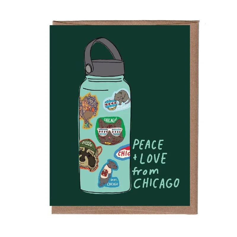 - Parrot climbing and standing wooden frame Chicago City Water Bottle Card