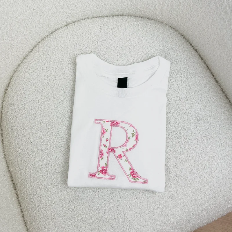 - Climbing pet constant temperature heating pad Embroidered Initial Floral Patch Kids T-shirts - Climbing pet constant temperature heating pad Embroidered Initial Floral Patch Kids T-shirts