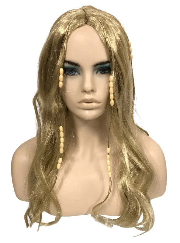 - Dog heart rate monitoring collar Womens Blonde Hippie Costume Wig With Beads