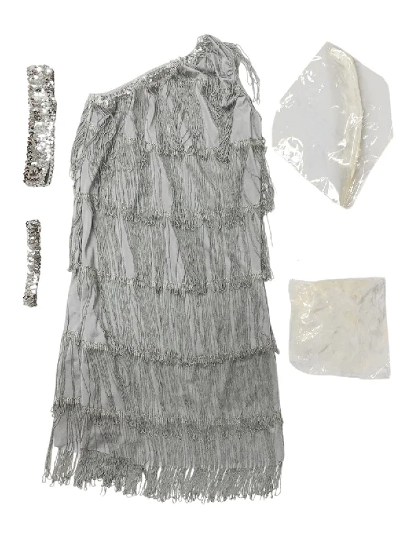 -Explosion-proof leash FOR LARGE dogs 1920s Silver One Shoulder Flapper Womens Costume - Size Small -Explosion-proof leash FOR LARGE dogs 1920s Silver One Shoulder Flapper Womens Costume - Size Small