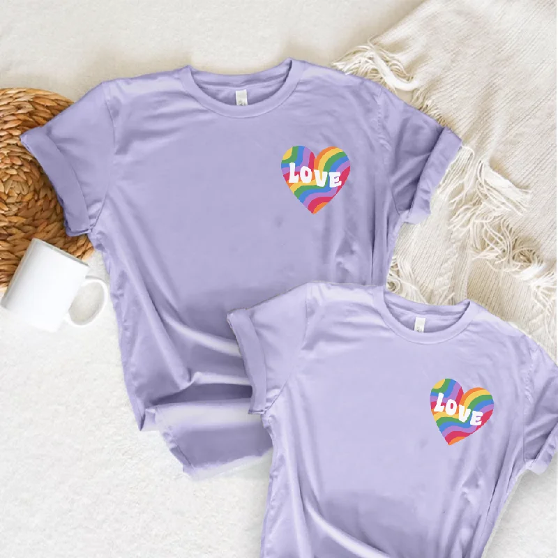 - Winter warm clothes for short-haired dogs Pride Love Heart Pocket Logo Matching Lavender T-Shirt - Winter warm clothes for short-haired dogs Pride Love Heart Pocket Logo Matching Lavender T-Shirt
