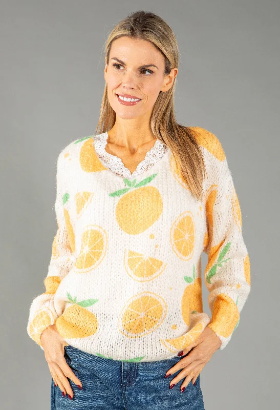 - Cat hair ball removal and hair removal cream Orange Knit Pullover