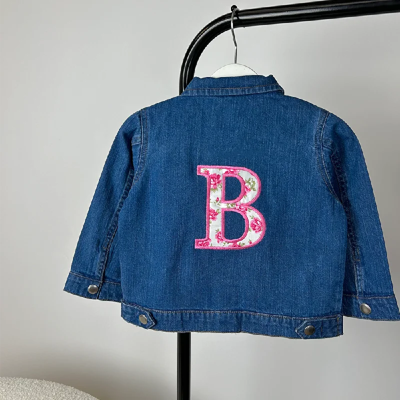 - Cat anti-jump window safety net Embroidered Initial Floral Patch Kids Denim Jacket - Cat anti-jump window safety net Embroidered Initial Floral Patch Kids Denim Jacket
