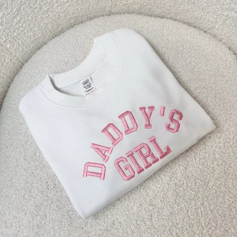 -Explosion-proof leash FOR LARGE dogs Daddy's Girl College Embroidered White/Pink Sweatshirt -Explosion-proof leash FOR LARGE dogs Daddy's Girl College Embroidered White/Pink Sweatshirt