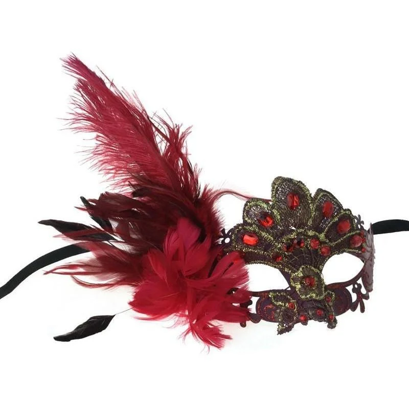 - Remote interactive pet feeder Burgundy mask with feather