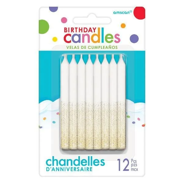 - Postoperative pet anti-licking Elizabethan collar Birthday Candle 12/pkg - Glitter Gold/White