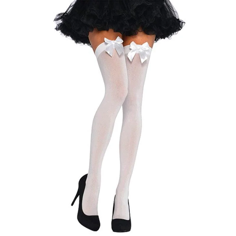- Cat nail clippers with LED lights White thigh highs with bow for women