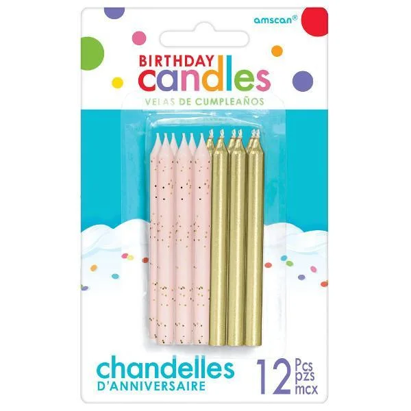 Pet Products Birthday Candle 12/pkg - Gold/Pink