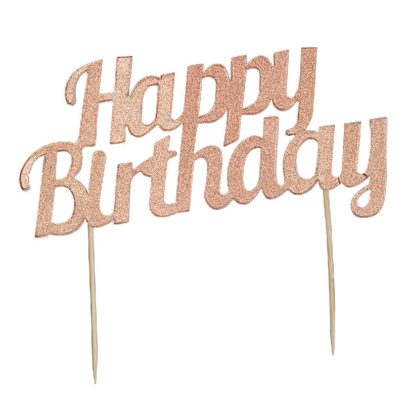 -Splash-proof food bowl AND Anti-choking slow food bowl Glitter Cake Topper - Happy Birthday - Rose Gold -Splash-proof food bowl AND Anti-choking slow food bowl Glitter Cake Topper - Happy Birthday - Rose Gold