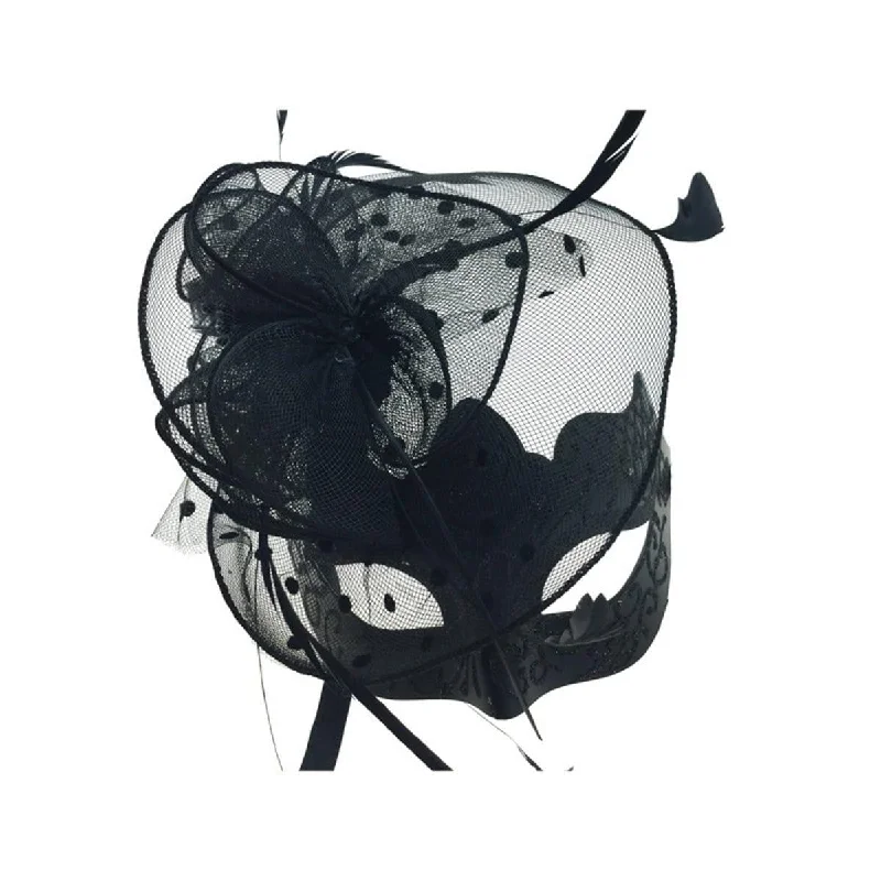- Pet water dispenser UV sterilization version Black masquerade mask with feathers