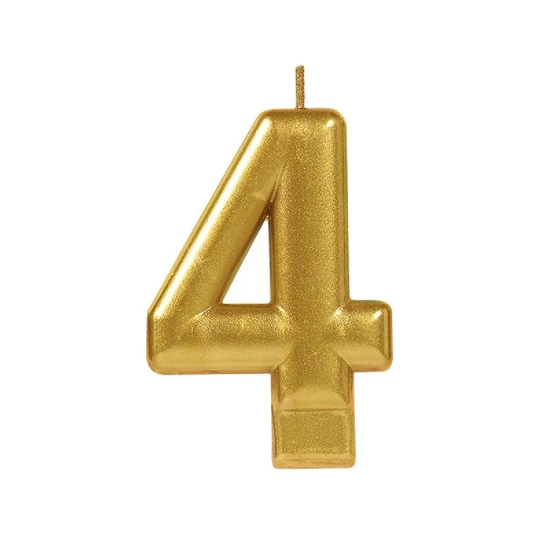  -Non-contact cat thermometer Metallic Numeral Candle #4 - Gold
