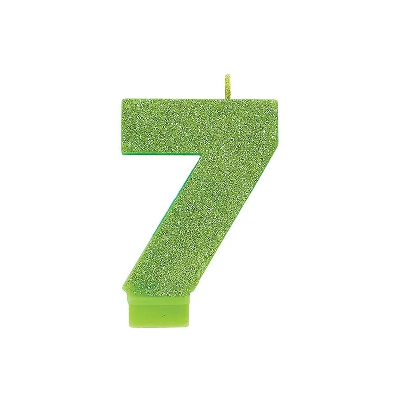 - Dog anti-slip mat Numeral Glitter Candle #7 - Kiwi