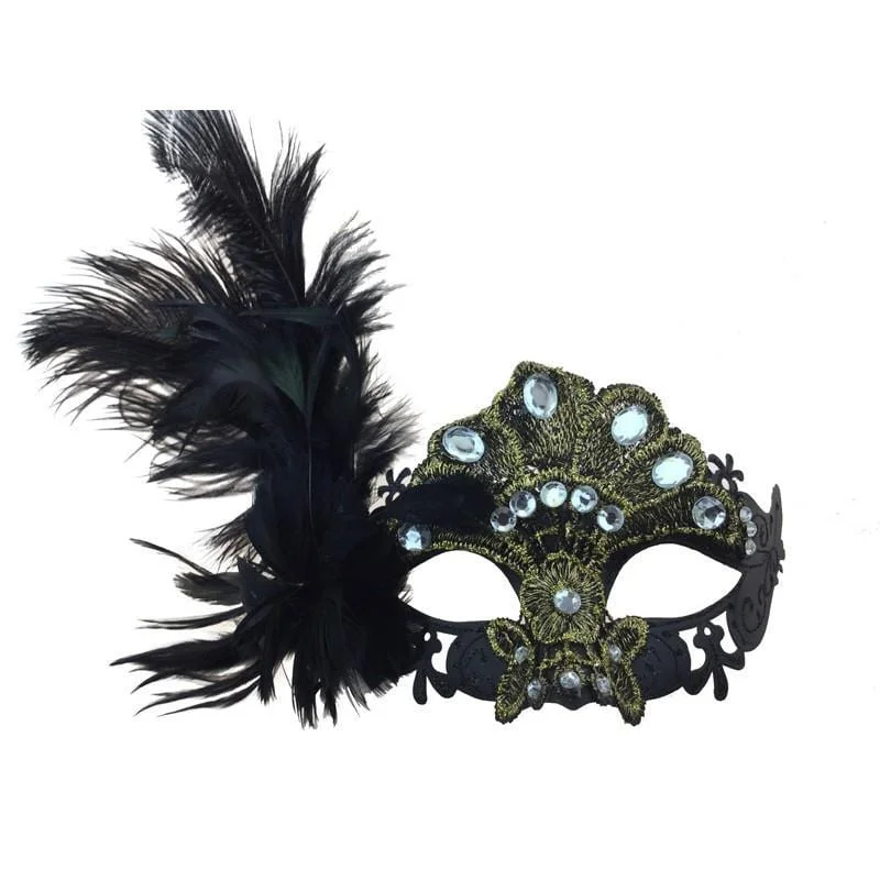  -Splash-proof food bowl AND Anti-choking slow food bowl Black & gold laced venetian mask with feathers