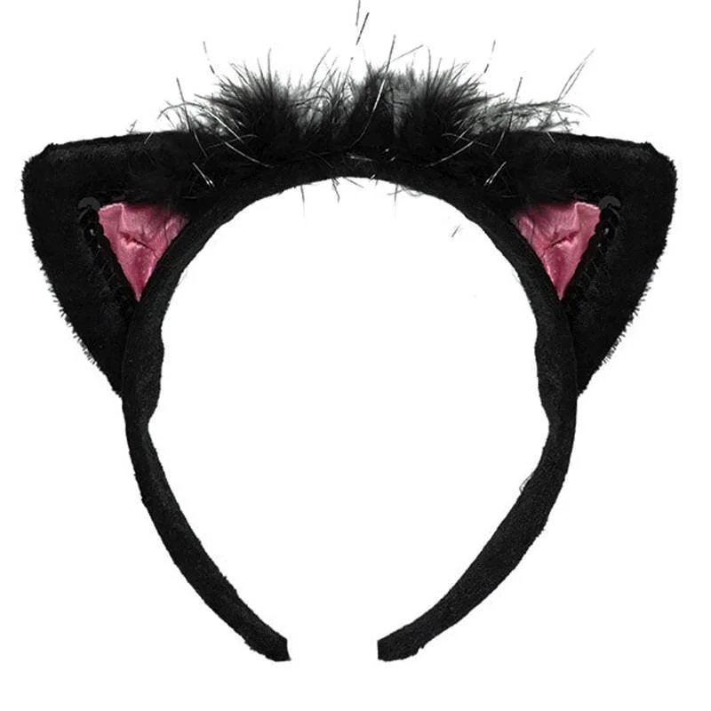 - Automatic temperature adjustment cat bed Black & pink cat ears headband