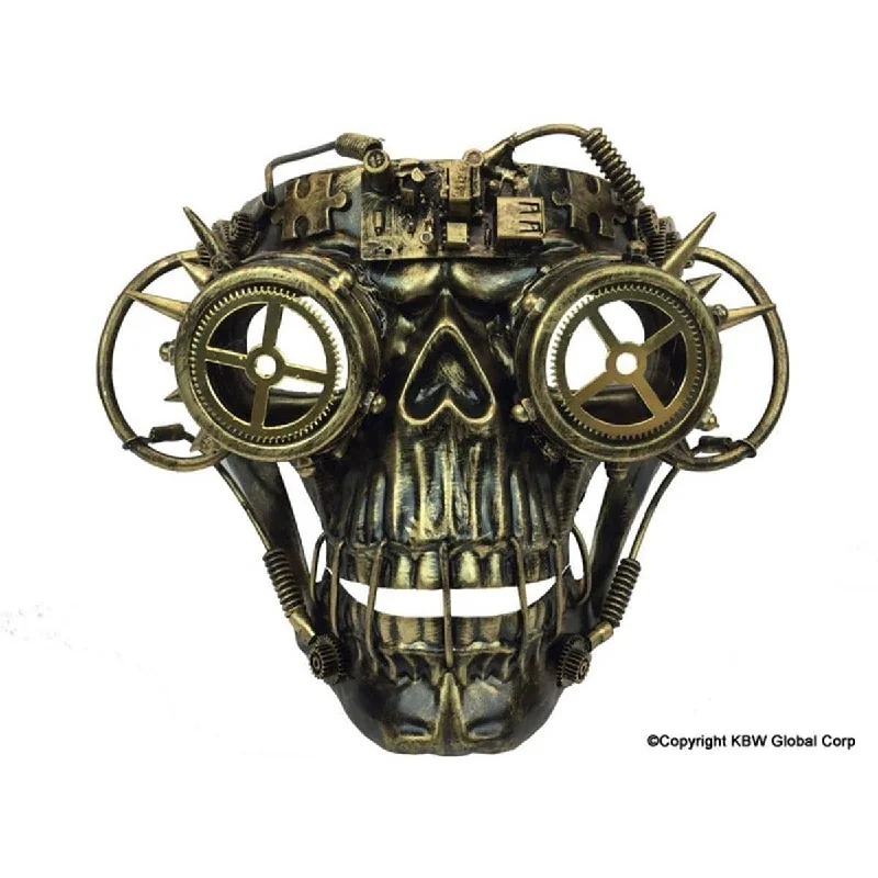  Gold steampunk skull mask with goggles