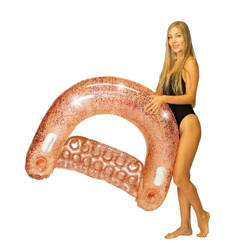 - Cat anti-jump window safety net Rose gold glitter sun chair pool float