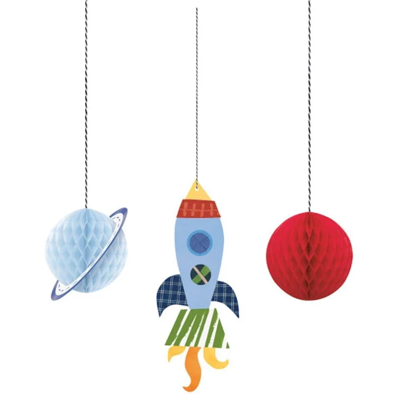 - Pet fence foldable indoor Outer Space hanging decorations, 3 per package