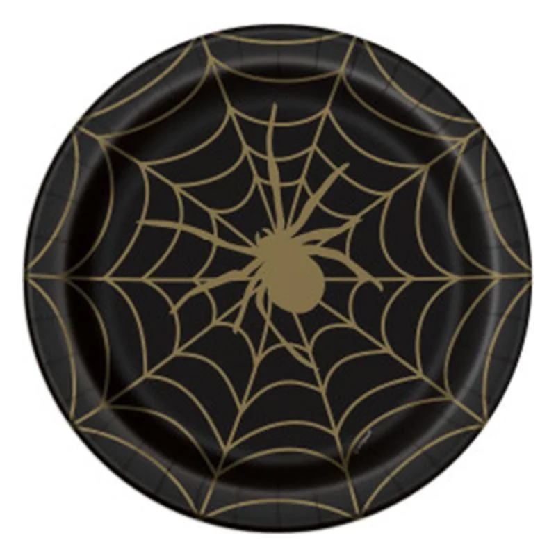 - Pet fence foldable indoor Black & Gold Spider Web paper plates 9 inches, 8 per package - Pet fence foldable indoor Black & Gold Spider Web paper plates 9 inches, 8 per package