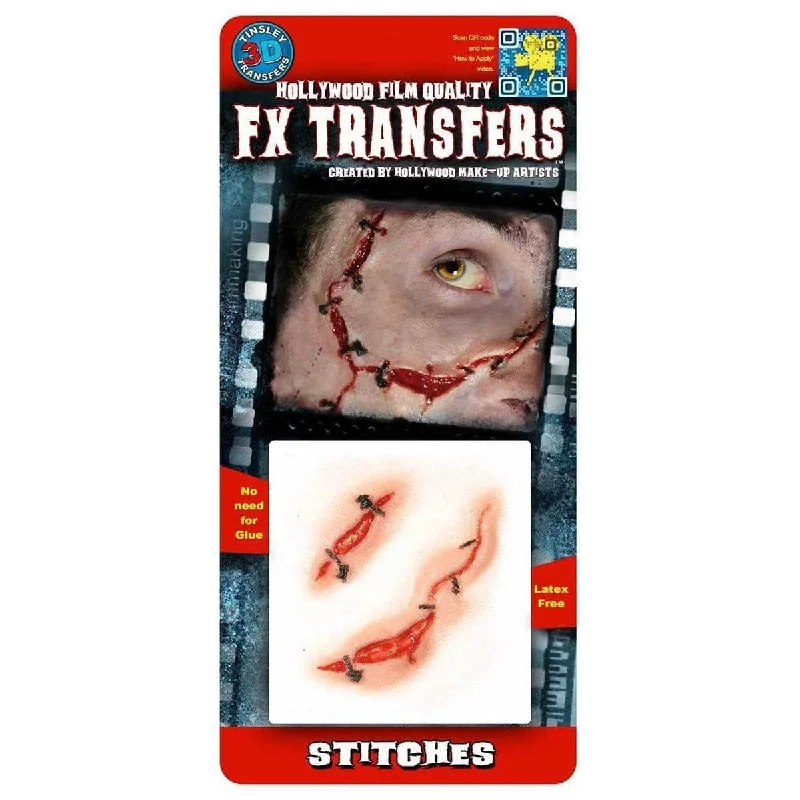  3D FX Transfers Stiches Latex Free Prosthetic, 1 Count