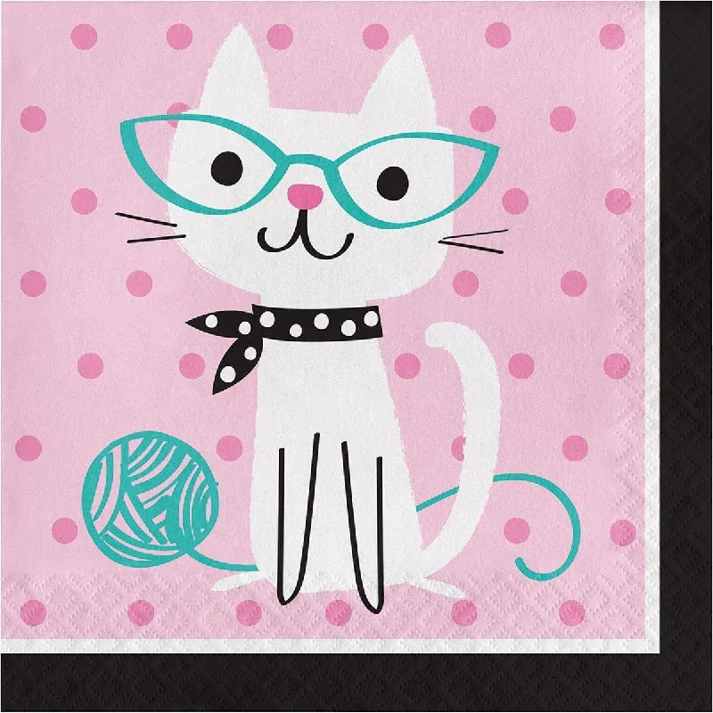 -Splash-proof food bowl AND Anti-choking slow food bowl Purr-fect Party lunch napkins, 16 per package -Splash-proof food bowl AND Anti-choking slow food bowl Purr-fect Party lunch napkins, 16 per package