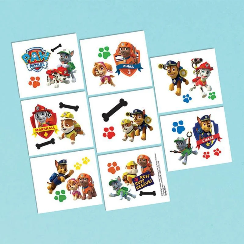 - Car dog seat belt Paw Patrol temporary tattoos, 8 per package