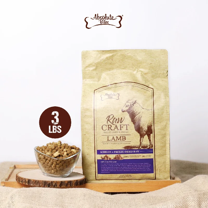 - High protein dog foodAbsolute Bites Raw Craft Freeze Dried Raw Blended Dry Dog Food - Lamb (3lbs) - High protein dog foodAbsolute Bites Raw Craft Freeze Dried Raw Blended Dry Dog Food - Lamb (3lbs)