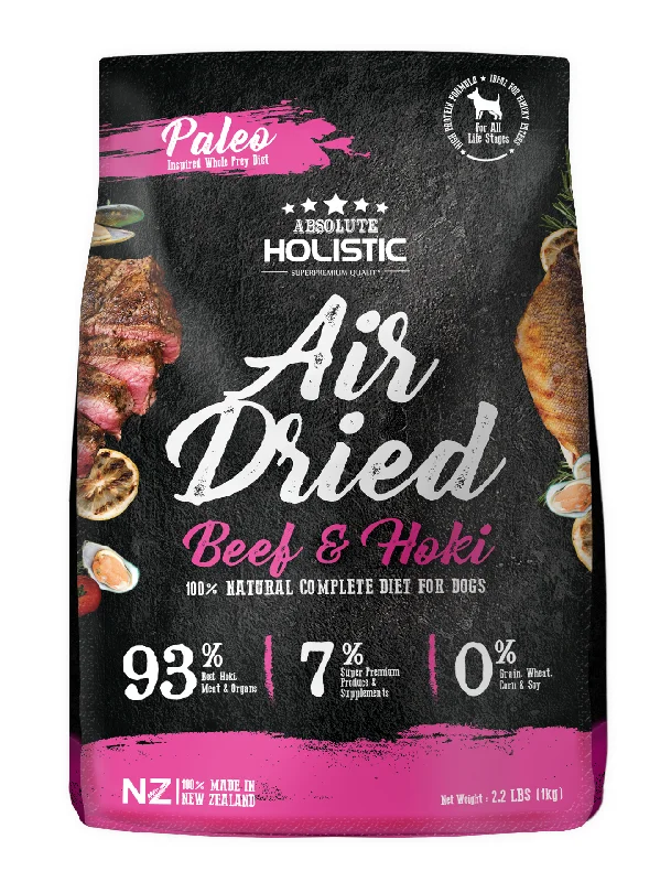 - Dog food discountsAbsolute Holistic Air Dried Beef & Hoki Dog Dry Food 1kg
