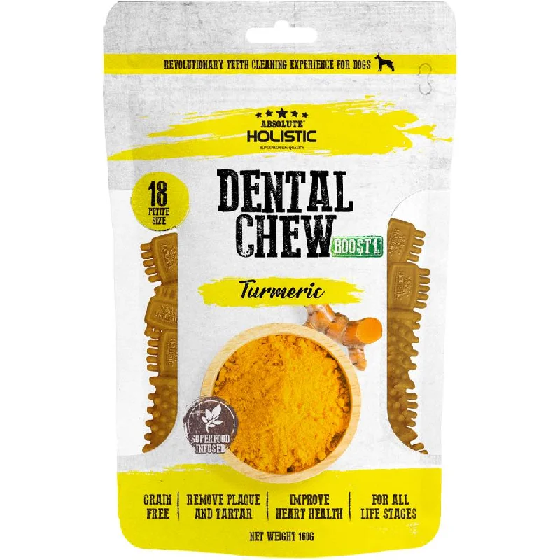 Dog Food2 FOR $12.80: Absolute Holistic Boost Turmeric Petite Grain-Free Dental Dog Chews 160g