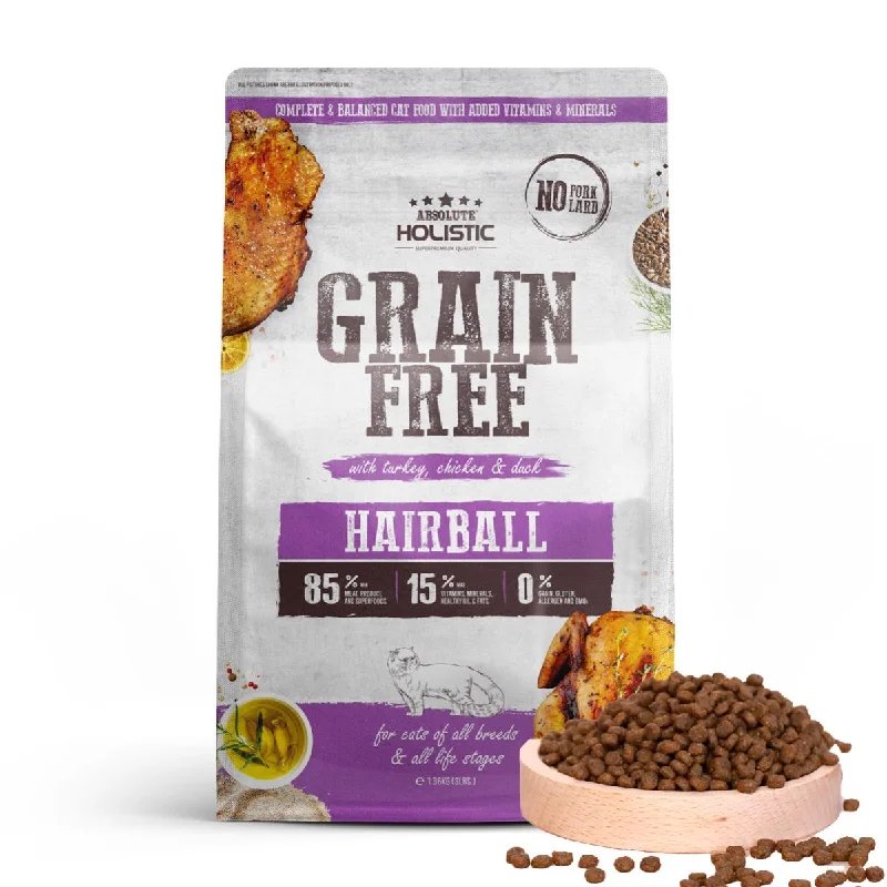 - Hypoallergenic cat food Absolute Holistic Grain Free Dry Cat Food - Hairball (3lbs) - Hypoallergenic cat food Absolute Holistic Grain Free Dry Cat Food - Hairball (3lbs)