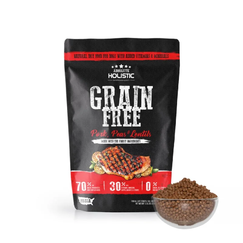 - Food for large dogsAbsolute Holistic Grain Free Dry Dog Food - Pork & Peas (0.5lbs) - Food for large dogsAbsolute Holistic Grain Free Dry Dog Food - Pork & Peas (0.5lbs)