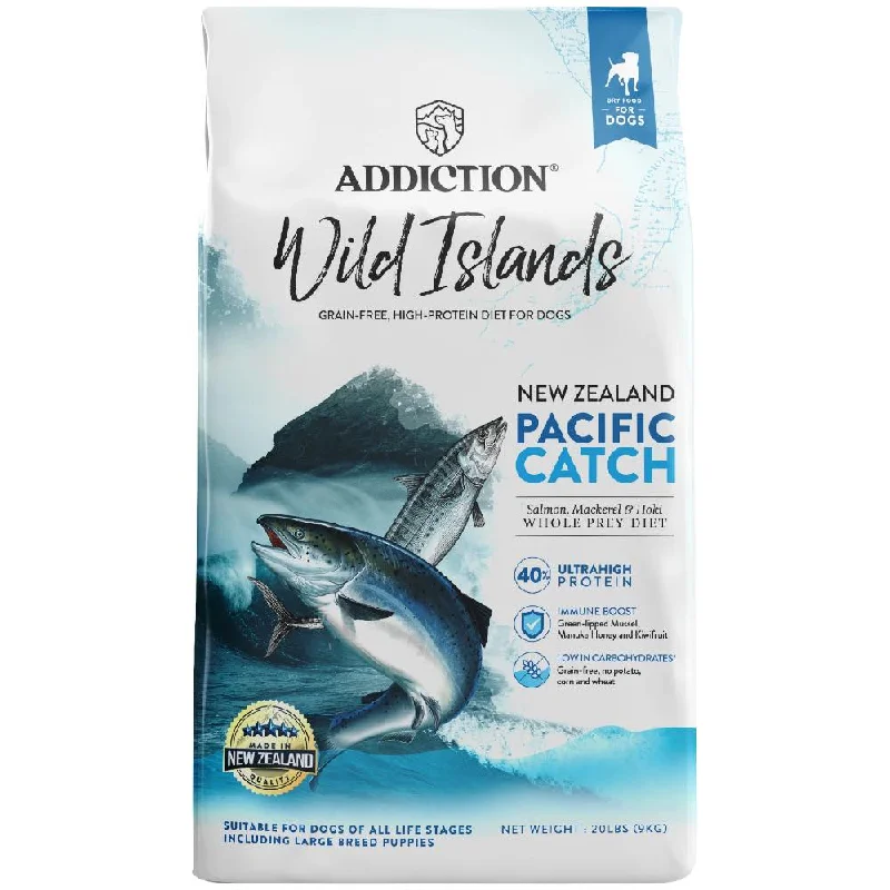 - Food for large dogs25% OFF: Addiction Wild Islands Pacific Catch Salmon, Mackerel & Hoki Grain Free Dry Dog Food - Food for large dogs25% OFF: Addiction Wild Islands Pacific Catch Salmon, Mackerel & Hoki Grain Free Dry Dog Food