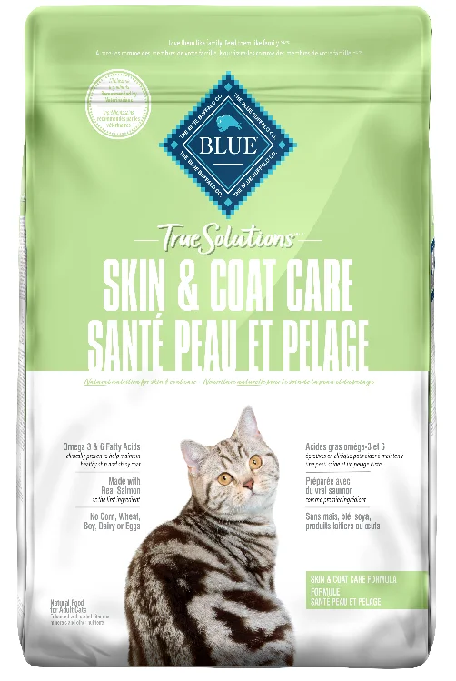    - High-fiber cat food  Blue Buffalo True Solutions Cat Skin & Coat