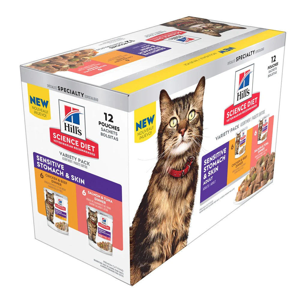 - Cat food discounts and promotions Box Hills Adult Sensitive Skin & Stomach Variety Pack 12x80g - Cat food discounts and promotions Box Hills Adult Sensitive Skin & Stomach Variety Pack 12x80g